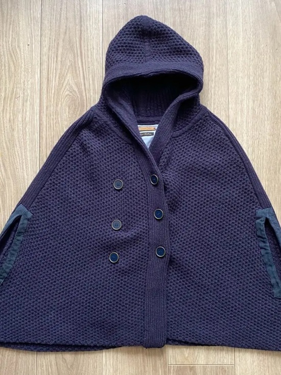 Massimo Dutti Jackets & Blazers - Massimo Dutti Wool-Cashmere Navy Cape – XS – Hooded Double-Breasted Poncho Style